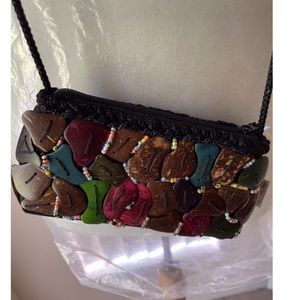 NWT unique fun beaded coconut mini crossbody /clutch bag